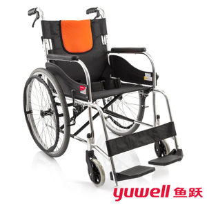 鱼跃轮椅H062C铝合金老人轻便轮椅折叠手动轮椅车免充气