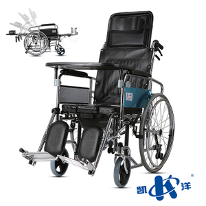 凯洋可全躺高靠背老人残疾人带坐便轮椅车轻便折叠手推车代步轮椅